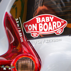 2-Pack Baby On Board Sticker Vinyl Red Skateboard Style Car Window Bumper Laptop