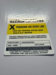 Custom Boat Capacity Plate Decal Sticker | USCG 4×4 Marine Tag 3M