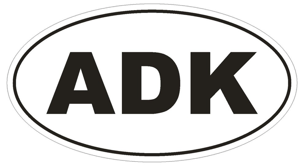 ADK Oval Bumper Sticker or Helmet Sticker D1972 Euro Oval Adirondack