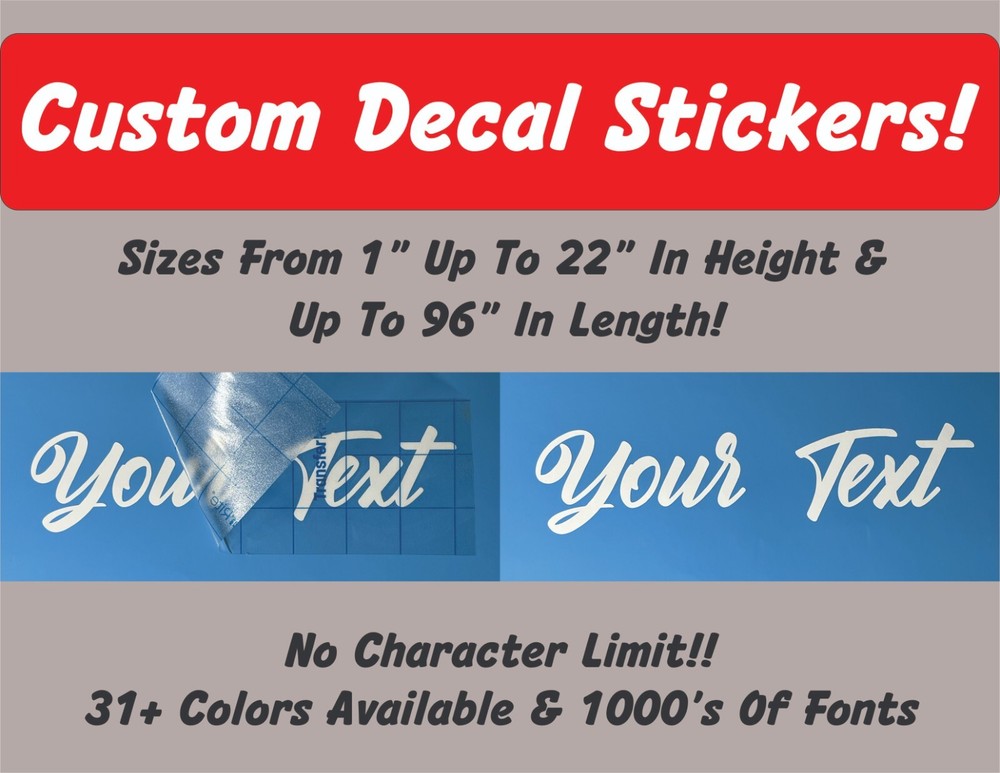 Custom Text Sticker Decals Vinyl Lettering – ANY TEXT – ANY FONT – VINYL DECALS
