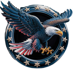 3 inch Patriotic Bald Eagle Circle American Flag Vinyl Sticker Decal USA