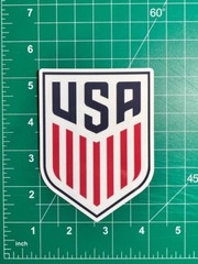 USMNT Soccer Shield/Crest – Laminated Vinyl Sticker – 4″x3″ USA