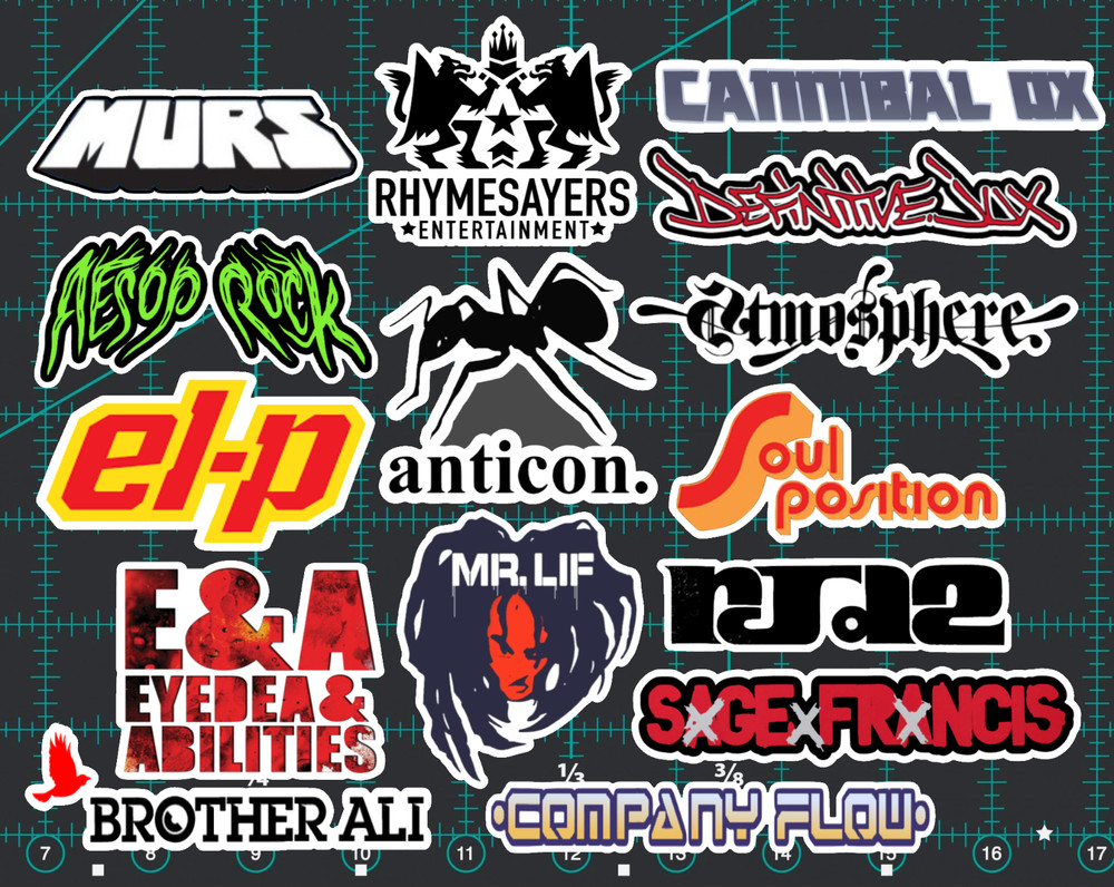 15 Underground Hip-Hop Sticker Pack – Clear, Holographic, or White – Rap Def Jux