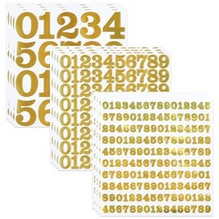 1040 Pieces Small Number Stickers, 1/2″,1″,2″ Waterproof Vinyl Self Gold