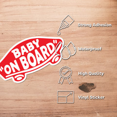 2-Pack Baby On Board Sticker Vinyl Red Skateboard Style Car Window Bumper Laptop