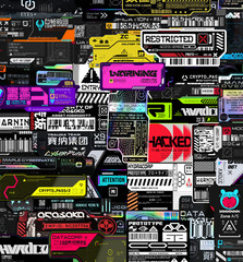20/40 Cyberpunk Decal Stickers – Glossy Vinyl – Water Resistant Futuristic