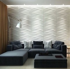 30 PIECES 3D Wall Panel Tile PVC Wave Wall Design White 11.7″ x 11.7″ Paintable