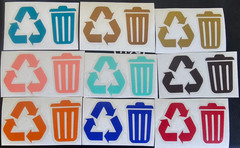 Multi color-Trash and Recycle – sticker decals for home & office – 2 inch.