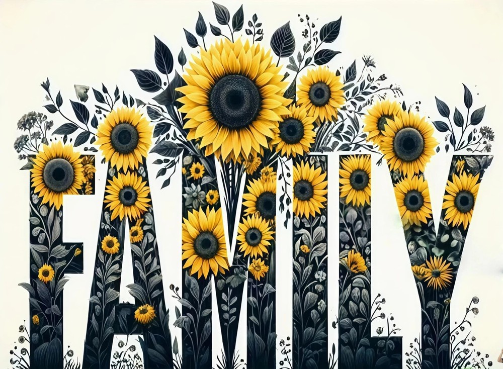 Family in Sunflowers Sticker Decal Laptop Wall Mirror Cup Tumblr Locker Bin