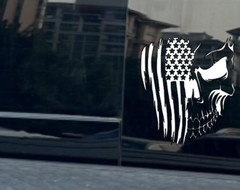 American Flag Skull Vinyl Decal Sticker Car Truck Window Bumper Patriotic USA
