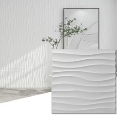 30 PIECES 3D Wall Panel Tile PVC Wave Wall Design White 11.7″ x 11.7″ Paintable
