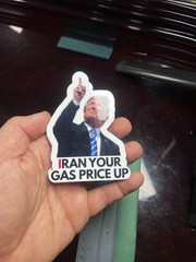 100 Trump Stickers “IRAN YOUR GAS PRICE UP” Gas Pump Waterproof Vinyl NEW 1.5″