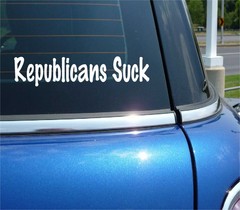 REPUBLICANS SUCK POLITICS VOTE ELECTION FUNNY DECAL STICKER ART CAR WALL
