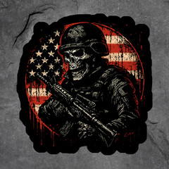 Soldier sticker vinyl decal skull army gun USA flag patriotic military combat