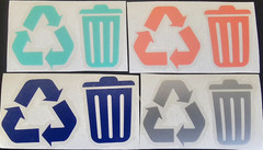 Multi color-Trash and Recycle – sticker decals for home & office – 2 inch.