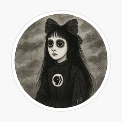 Dark Child of PBS Sticker by C Autumn Trapp Original Art 3″ x 3″ Goth