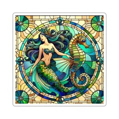 Sticker Stained Glass Style Art Mermaid Seahorse Nautical 2×2″ 3×3″ 4×4″ 6×6″