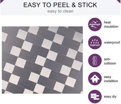 XUANINY Peel and Stick Metal 10 sheets, Square +Rectangle Stainless Steel
