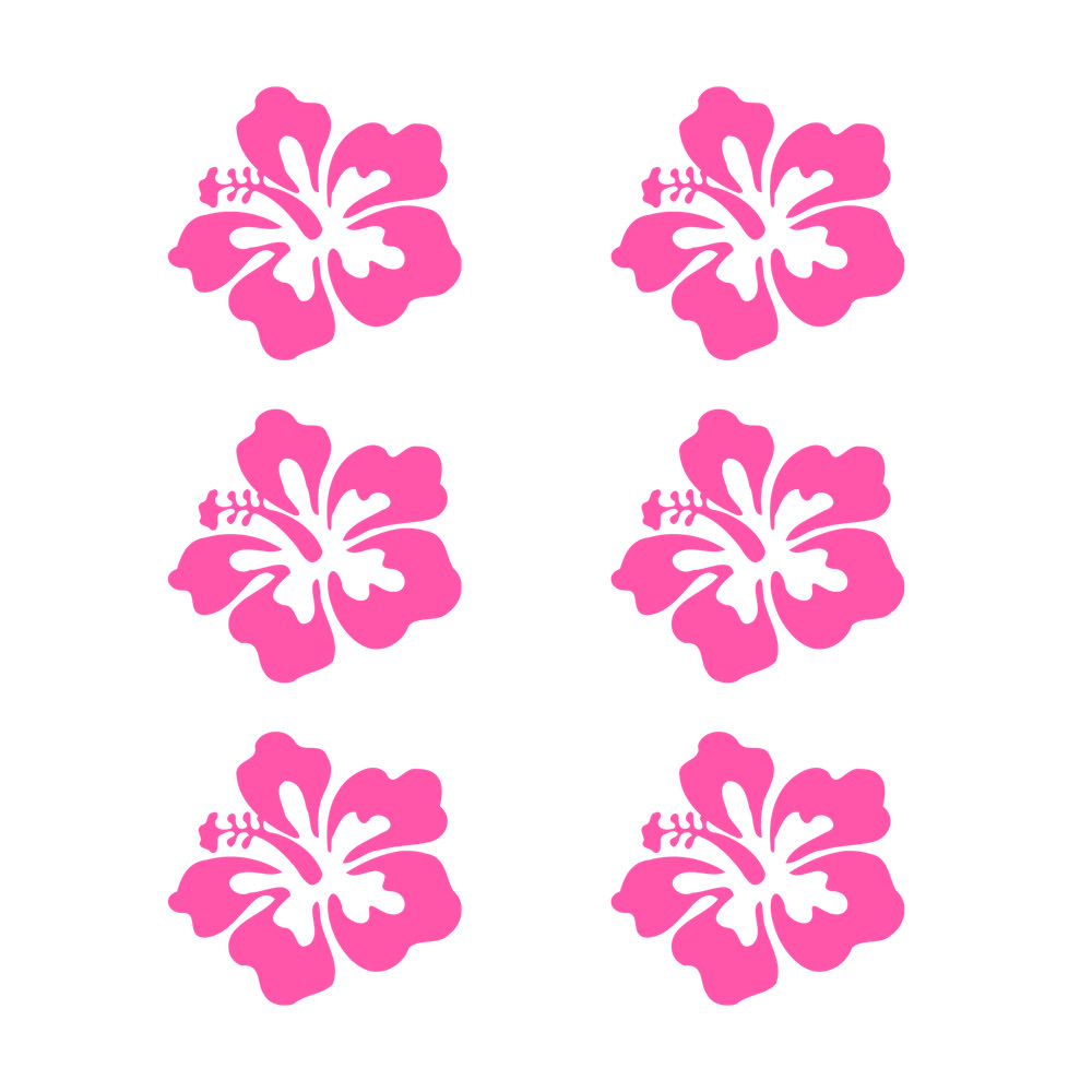 Hawaiian Hibiscus Flower Vinyl Decals Phone Laptop Small Stickers Set of 6
