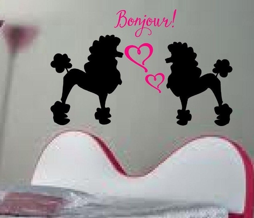 Poodles bonjour Hearts wall sticker decal mural art kids teenagers nursery Paris