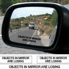 2x Objects In Mirror Are Losing Funny Black Sticker on clear background