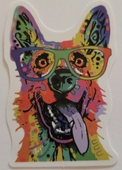 Multicolor Dog Wearing Glasses With Tongue Hanging Out Sticker Decal Awesome Fun