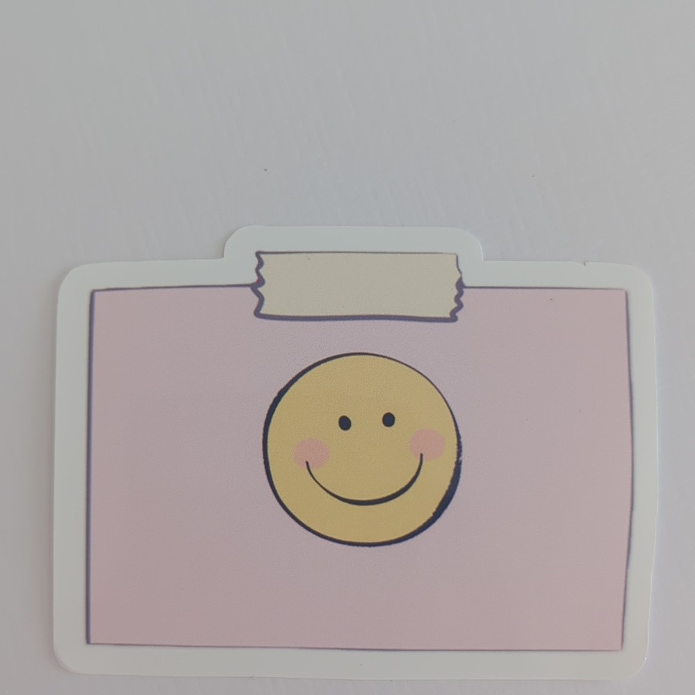 Pink Smiley Face Rectangle Sticker Decal – Yellow White Black Smiley Theme