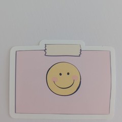 Pink Smiley Face Rectangle Sticker Decal – Yellow White Black Smiley Theme