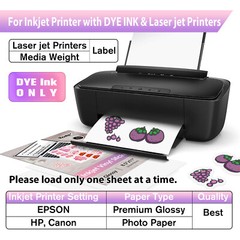 Bulk 100 Printable Vinyl Sticker Paper Glossy White Waterproof Inkjet Laser