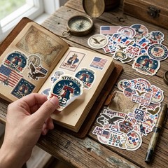 56Pcs USA 250th Anniversary Patriotic Stickers Waterproof Decals for Luggage
