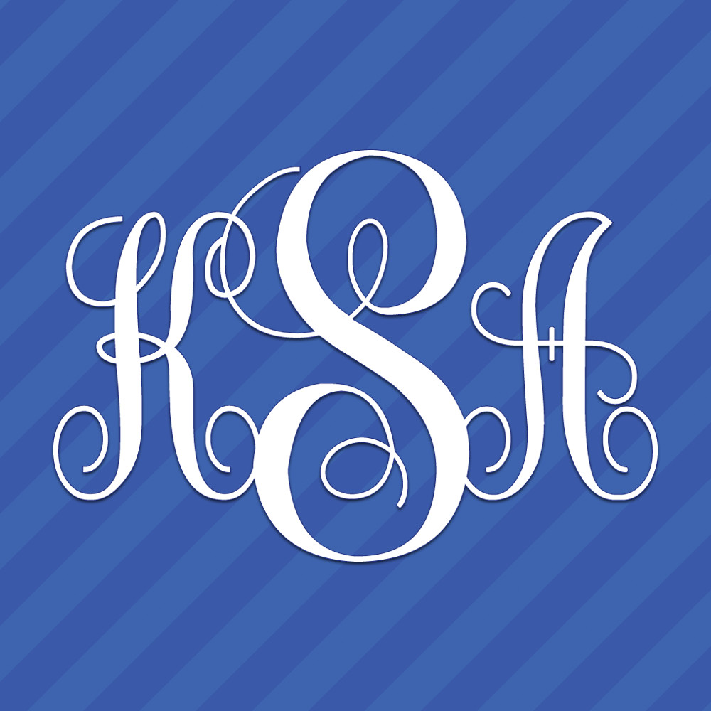 Vine Interlocking Monogram Letters Initials Vinyl Decal Sticker