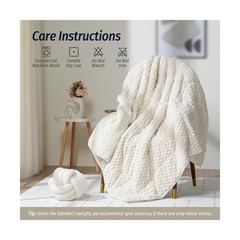 Wemore Fleece Weighted Blanket for Adults (60″ x 80″ 15lbs, Cream W… Fast Ship