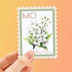Missouri State Flower Hawthorn Sticker – MO Vintage Stamp Decal for Laptop