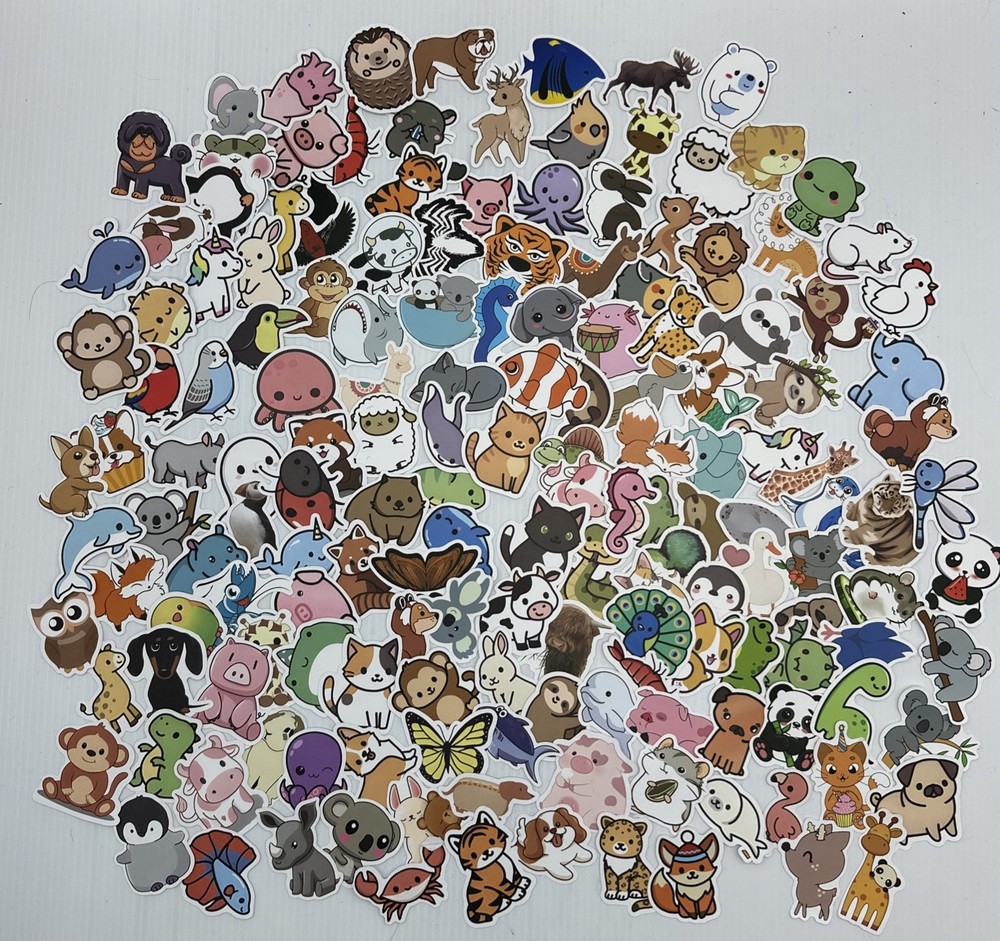 Lot Of 163 Random Small Animal Stickers Decals {HH}