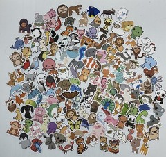 Lot Of 163 Random Small Animal Stickers Decals {HH}