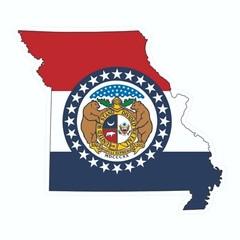 Missouri State Map Outline with Flag Sticker, Decal, Vacation Sticker