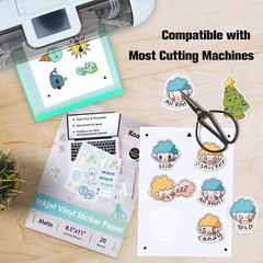 Koala Printable Vinyl Sticker Paper for Inkjet Laser 60PK 8.5×14 Waterproof Matt