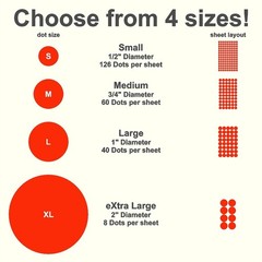 Polka Dot Self Adhesive Gloss Vinyl Stickers Choose from 20 Colors and 4 Sizes