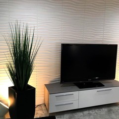 30 PIECES 3D Wall Panel Tile PVC Wave Wall Design White 11.7″ x 11.7″ Paintable