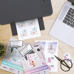 Koala Vinyl Sticker Paper Waterproof Matte White 50 Ct 8.5×11 for Inkjet Laser