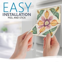 Peel Snd Stick Tile Stickers 24 Unit Pack Retro Floral