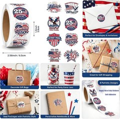 500PCS Patriotic USA Stickers Roll American Flag 250th Anniversary Decals 2026