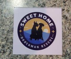 Sweet Home Doberman Rescue Decal. Every Sticker Sold Helps Save dogs – 3″x3″
