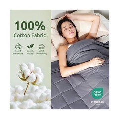 Sivio Weighted Blanket for Adults 100% Cotton, 60″x80″ Queen Size 15 lbs, Coo…