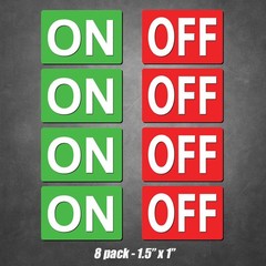 ON OFF Light Switch Stickers Vinyl Decals Garage Door Labels 8-Pack 1.5in x 1in