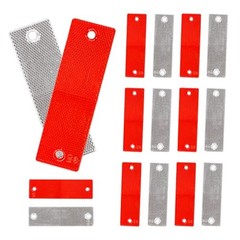 16 PCS Safety Trailer Reflectors Self Adhesive Reflector, Round ABS Rectangle
