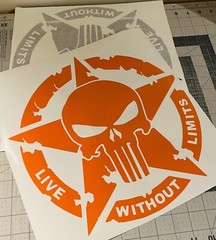 Vinyl Decal – Live Without Limits, Punisher Skull, Army Star, Various Colors