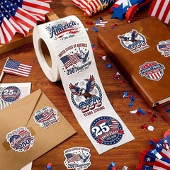 500PCS Patriotic USA Stickers Roll American Flag 250th Anniversary Decals 2026