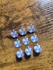9 pc. Apple Logo Metallic Silver 1/2 in tall UV DTF Decal Sticker waterproof USA