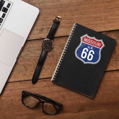 Missouri Blue Route 66 Sticker – Cool MO Vintage Highway Sign Decal for Laptop